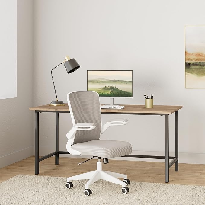 FelixKing Office Chair, Ergonomic Desk Chair Breathable Mesh Chairs Adjustable High Back Lumbar Support Flip-up Armrests, Executive Rolling Swivel Comfy Computer Chairs Home Office Gray