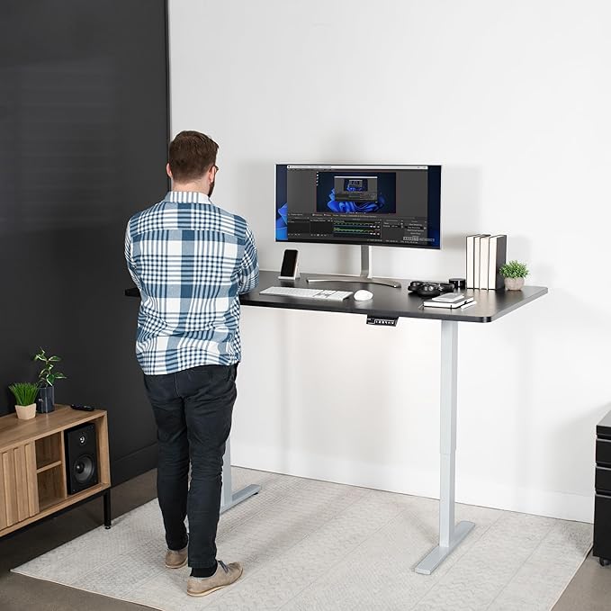 VIVO Electric 71 x 36 in Standing Desk, Memory Height Adjustment, 1B Series, Black Top Gray Frame, DESK-KIT-1G7B-36