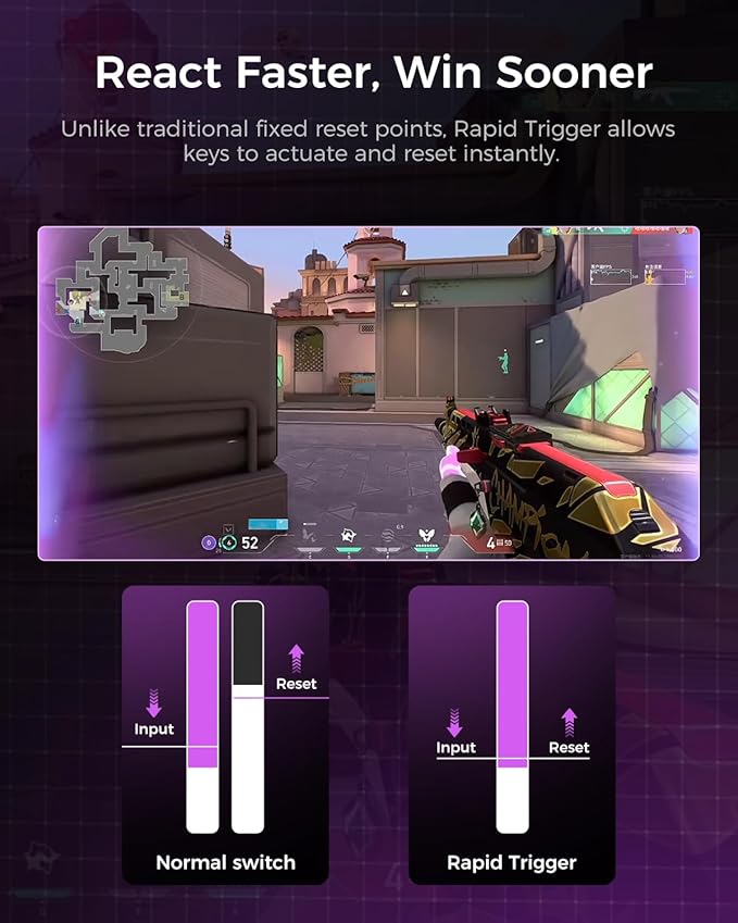 GravaStar Mercury V75 Lite Hall Effect Magnetic Gaming Keyboard โ 8KHz Rapid Trigger Wired 75% Keyboard, Adjustable Actuation, Hot-Swappable Switches, Transparent RGB for PC/Mac