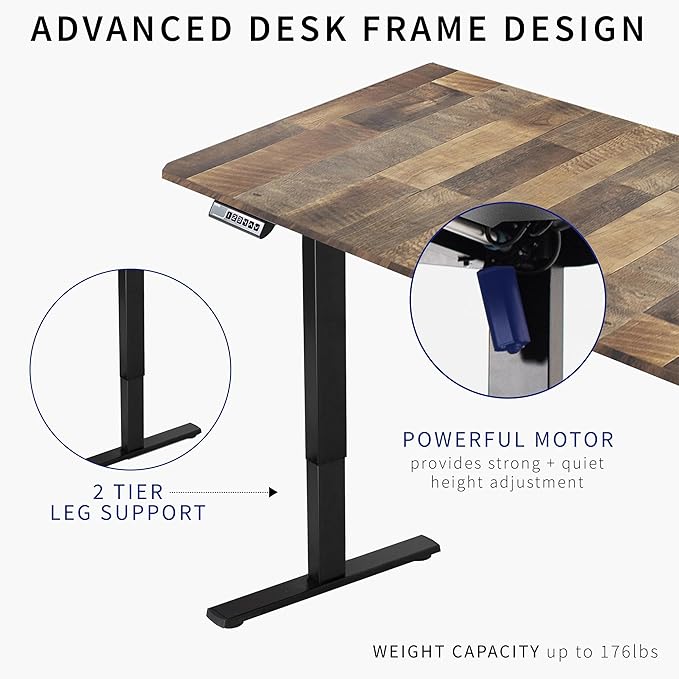 VIVO Electric 71 x 36 in Standing Desk, Memory Height Adjustment, 1B Series, Reclaimed Wood Top Black Frame, DESK-KIT-1B7P-36