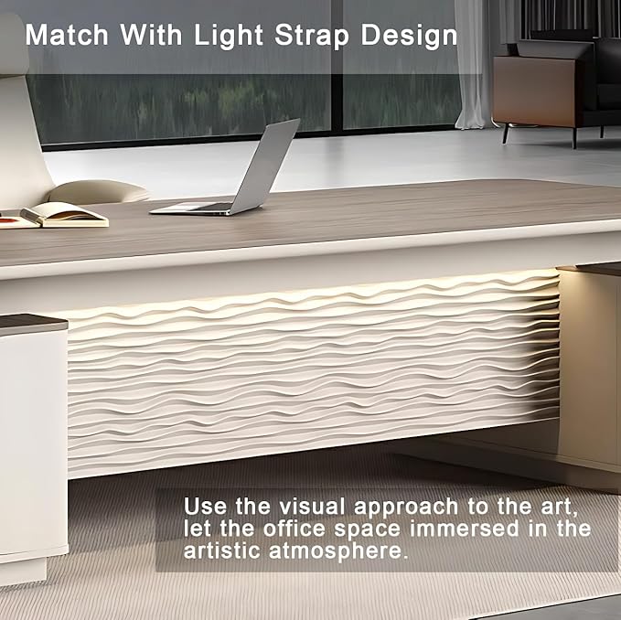 102IN Executive Desk with Drawers - Fashionable Executive Desk with Large Storage Space & Concealed Wire Box & Password Lock | Unique Front Panel & Spacious Worksurface