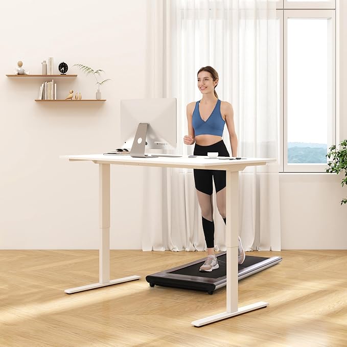 FLEXISPOT Standing Desk Electric Height Adjustable Desk with 48 x 24 Inch Splice Board, Home Office Computer Workstation, White Top + White Frame