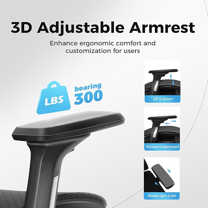 MAISON ARTS Ergonomic Mesh Office Chair, High Back Comfortable Task Chair Desk Chair with Adjustable Lumbar Support and Footrest - Extra Support for Neck and Upper Back