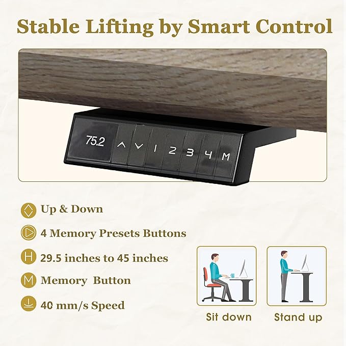 78.74IN Adjustable Heigh L Shaped Executive Desk with Drawers, Modern Executive Standing Home Office Desk w/Universal Charging Ports, Large Business Workstation w/Cord Management,Black and Warm Oak