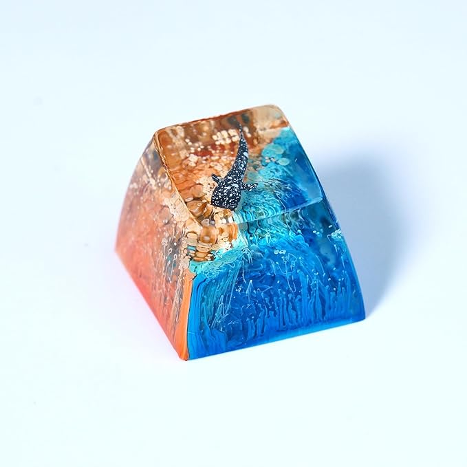 Whale Shark Keycap Ocean Sunset Artisan Keycap R1 SA Profile Custom Sea Creatures Keycaps 1U ESC Handmade Gaming Resin Key Cap Cherry MX Switch Compatible Mechanical Keyboard Sea Lover Gift