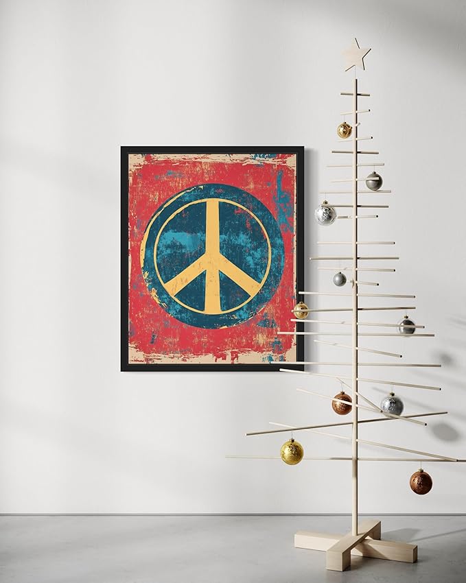 Peace Sign Pop Art Poster Print, Vintage Retro Wall Art Decor Paintings Classic Artwork for Bedroom Living Room Decorations. 43 (Peace Sign, 8 x 10 inches, Black Frame)