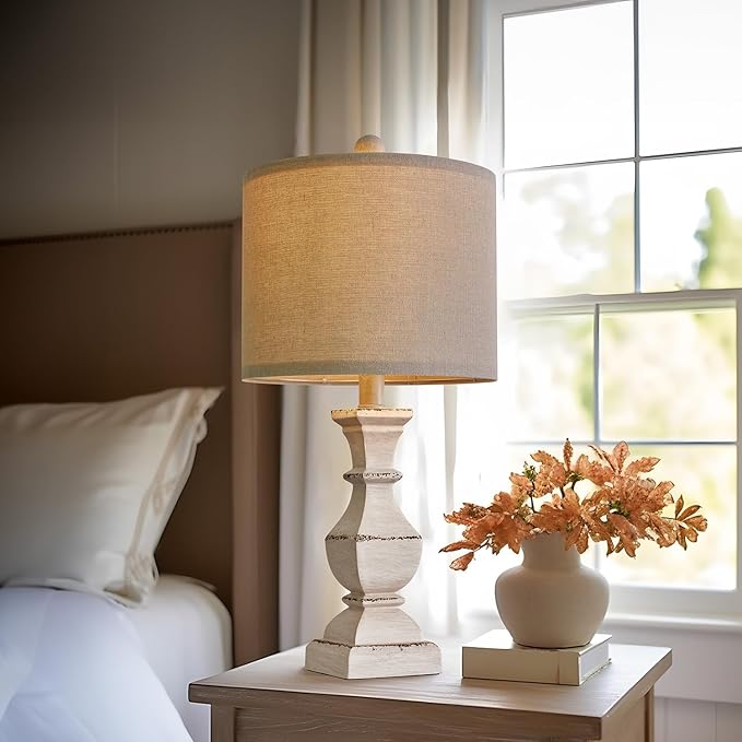PoKat 20.5" Retro Table Lamps Set of 2 Nightstand Lamp for Bedroom Vintage Rustic Table Lamps for Living Room Traditional Nightstand Bedside Lamps, Suitable for Small Place