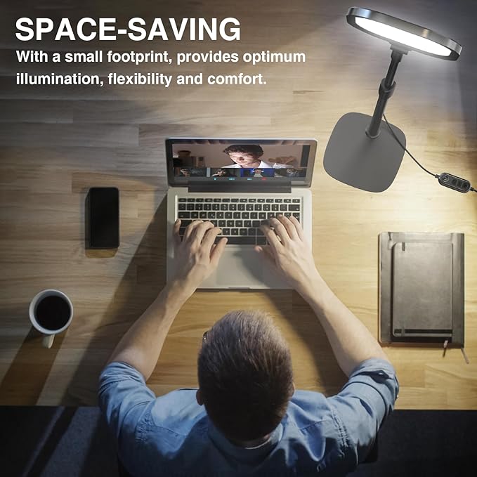 Video Conference Lighting for Zoom Meeting, Ring Light for Desk with Flexible Stand, 30 Light Modes Desk Lamps for Home Office, Desk Light & Memory Function for Zoom Lighting, Video Streaming, Drawing