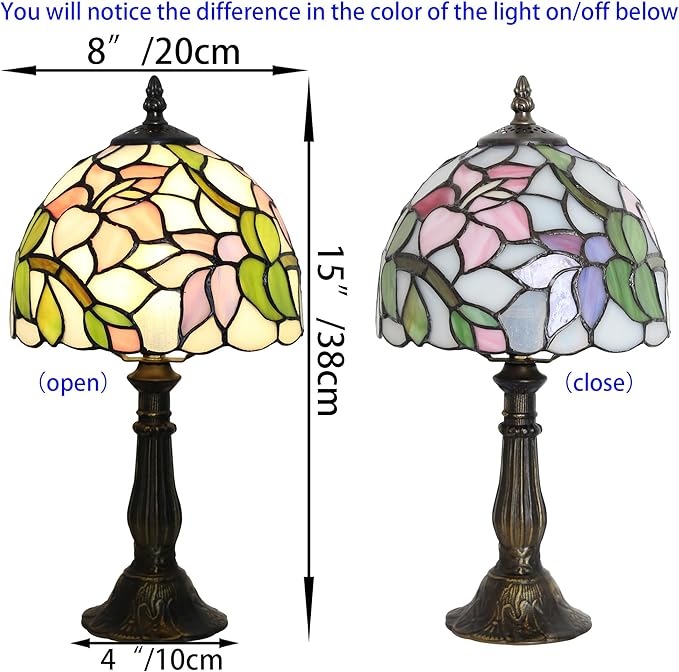 Tiffany lamp 8-inch Small Stained Glass Table lamp mini Desktop Decorative Ornament Night Light in a Home Retro Style a Bedside Reading lamp for The Bedroom in a Home Retro Style