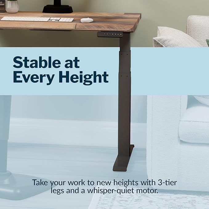 Vari ComfortEdge 40x26 Inch Adjustable Standing Desk – Small Electric Sit Stand VariDesk for Apartment, Bedroom, or Home Office + Beveled Edge, Tool-Free Assembly (Reclaimed Wood)