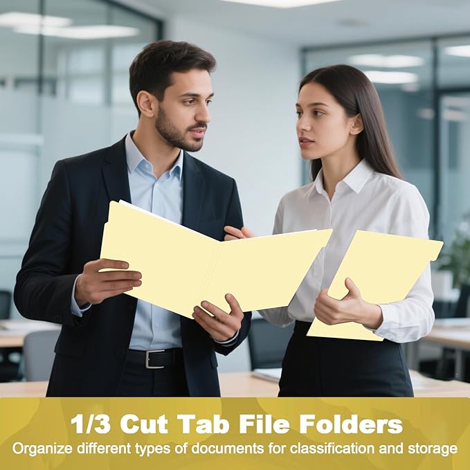 Manila Folders, HERKKA 270 Pack 1/3 Cut Tab File Folders, Manila Folders 8.5 x 11 Designed for Office and Classroom Use, Letter Size