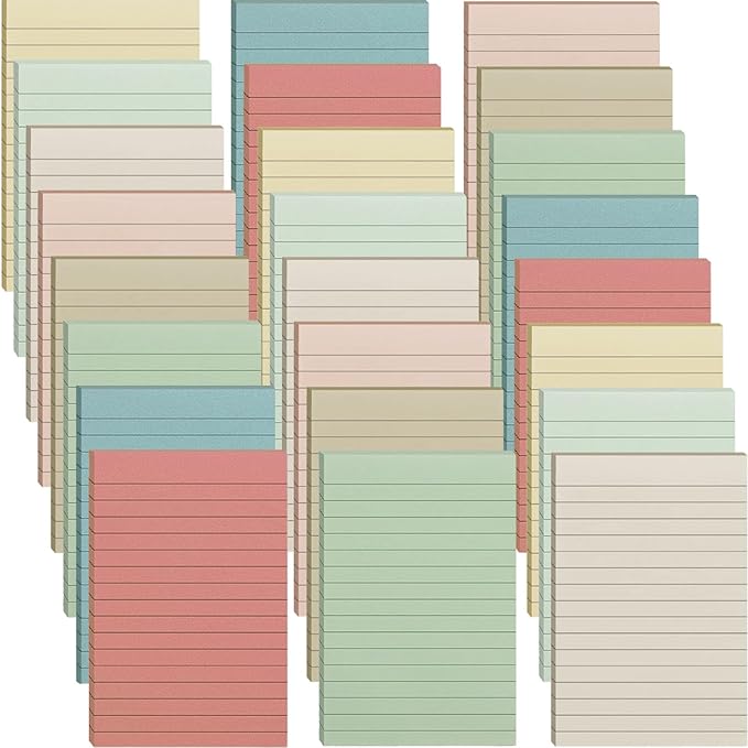 24 Pack Lined Sticky Notes 4X6 in Self Sticky Note Pads Colorful Post Stickies for Office, Home, School, Meeting, 50 Sheets/pad, Morandi