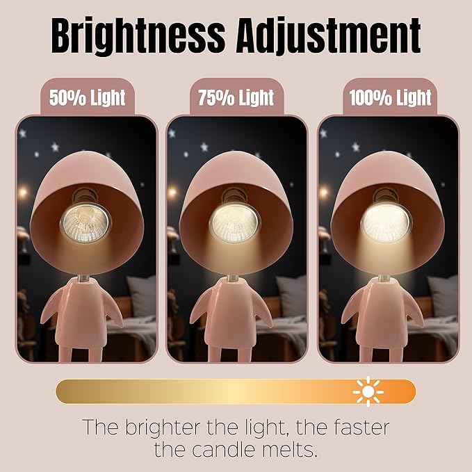 XoooX Pink Robot Candle Warmer Lamp with Timer - Adult, Kids and Boys Office Desk and Bedroom Decor Lamp; Gaming Room Decor Aesthetic; Fun Man Cave Cool Stuff; Robot Scented Candle Melter Diffuser