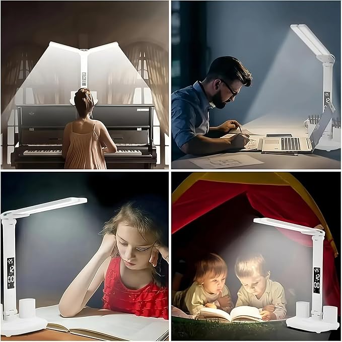 2025 Small Cute LED Desk Lamp for Home Office Essentials, Multifunctional Portable Table Lamp with Touch Sensor, Eye-Care Architect Light/3-Levels Brightness USB Lamps/Night Light(White)