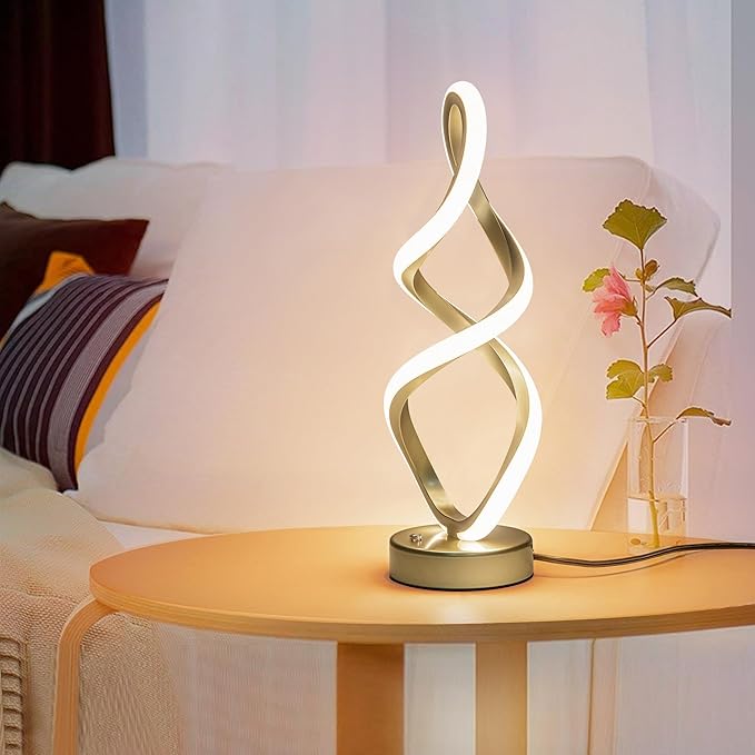 Modern Adebime RGB Table Lamp with 10 Light Modes - Unique Touch Dimmable Design for Bedside or Living Room - Available in 7 Colors, Gold