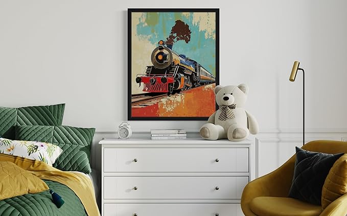 Train Pop Art Poster Print, Vintage Retro Wall Art Decor Paintings Classic Artwork for Bedroom Living Room Decorations. 43 (Train, 8 x 10 inches, Unframed)