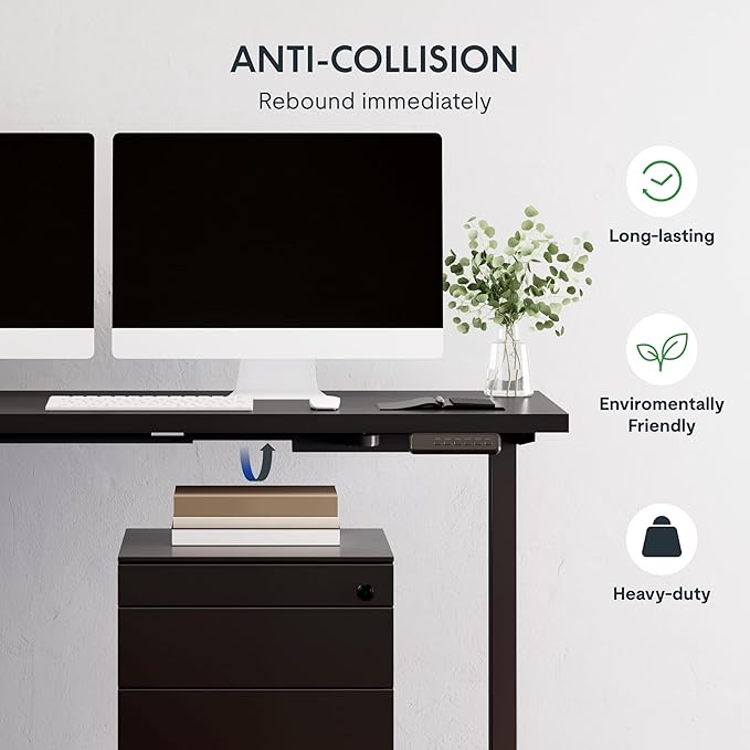 SANODESK L Shaped Standing Desk Adjustable Height, Electric Corner Standing Desk, 63 x 48 inch Sit Stand Computer Table with Splice Board, Black