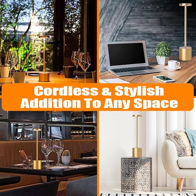 MIOBLUE Cordless Table Lamp, Rechargeable Table Lamp LED Touch Light, 3 Color Modes Desk lamp, Stepless Dimmable Battery Powered Lamp, Usage for Table Light for Dinner, Patio, Restaurant, Bedroom