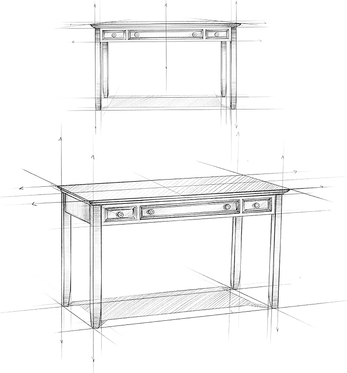 SIMPLIHOME Amherst SOLID WOOD Transitional 54 Inch Wide Desk in Farmhouse Brown, For the Office Desk, Writing Table, Workstation and Study Table