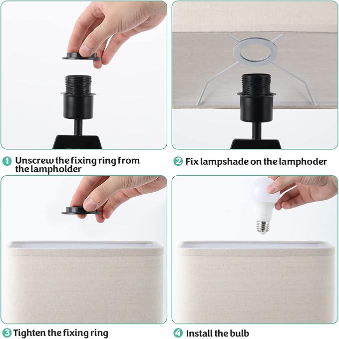 Touch Control Table Lamps Set of 2, 3-Way Dimmable Bedside Nightstand Lamps with Dual USB Ports and 2-Prong AC Outlet for Bedroom Living Room Dorm Office, Bulbs Included