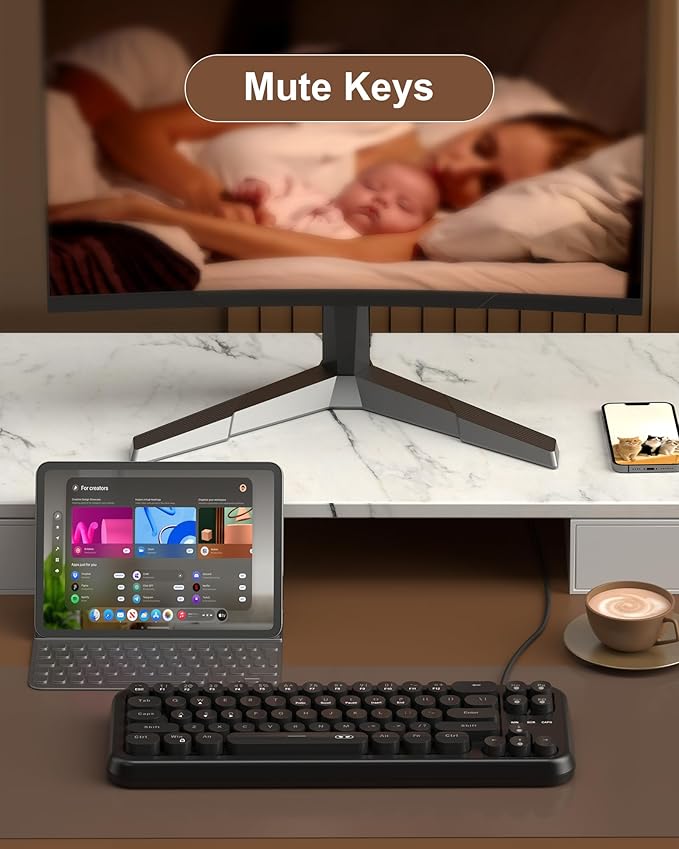 MageGee Typewriter Style 60% White Gaming Keyboard, Mechanical Feeling RGB Backlit 68 Keys Compact USB Wired Ergonomic Gaming Keyboard for PC, Mac, Laptop(Black)