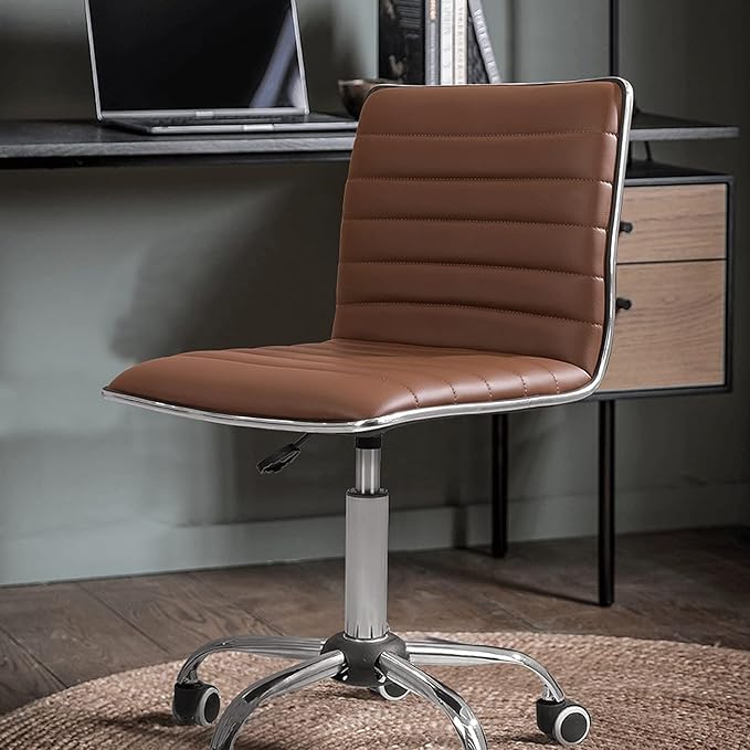 JUMMICO Office Chair Mid Back Task Chair Adjustable Home Computer Executive Desk Chair with 360° Swivel (Brown)