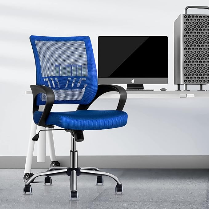 MoNiBloom Mesh Office Chair, Mid Back Computer Chair with Ergonomic Design Rolling Swivel Chair with Lumbar Support, 250 lbs Capacity, Sapphire