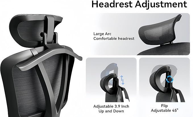 Ergonomic Office Chair - 400 lbs Capacity High-Back Mesh Computer Chair with Lumbar Support, Adjustable Headrest | Home and Gaming Desk Chair,Black