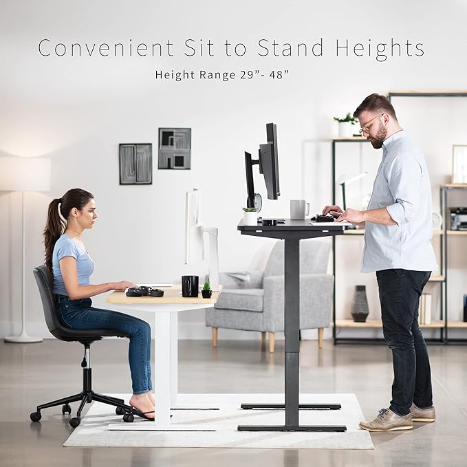 VIVO Electric 43 x 24 in Standing Desk, Memory Height Adjustment, 1B Series, One-Piece Black Top, White Frame, DESK-KIT-1W4B