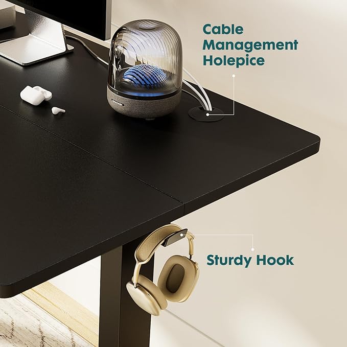 Electric Standing Desk, Adjustable Height Stand up Desk, 40x24 Inches Sit Stand Home Office Desk with Splice Board,Black