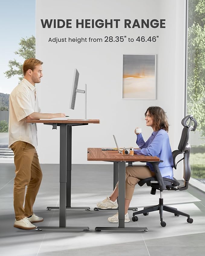 ErGear Height Adjustable Electric Standing Desk, 40 x 24 Inches Sit Stand up Desk, Small Memory Computer Home Office Desk with Two-Piece Desktop (Walnut)