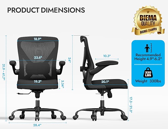 Ergonomic Office Chair - X-Shaped Computer Desk Chair Comfy, Gaming Chair, Office Chair with Lumbar Support, Mesh Office Chairs, Desk Chair for Long Hours(Black Orange)