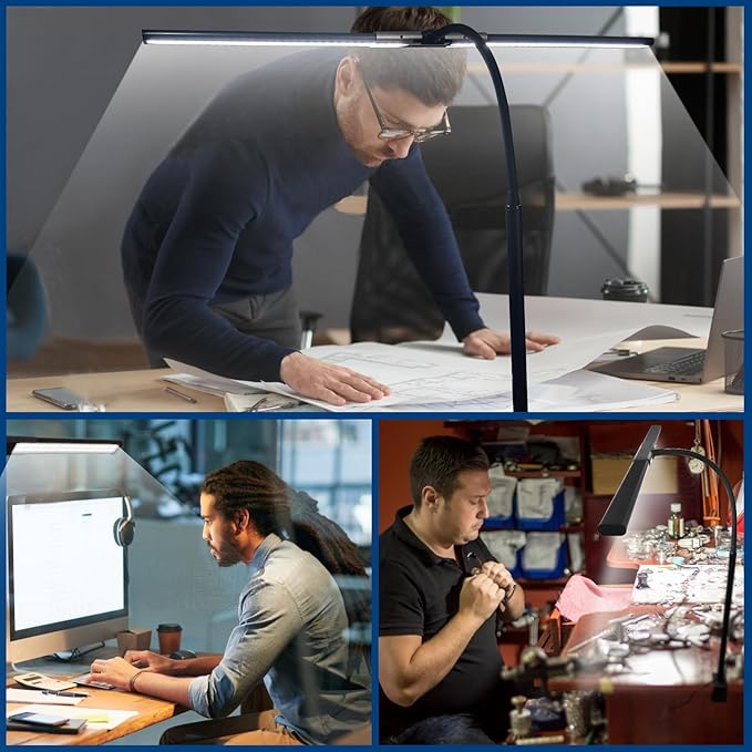 LED Desk Lamp for Office Home, an Eye-Protecting Architect's Work Light with Clips,33 inches, 24W,Ultra-Bright 1336 lumens,Adjustable lightTableOffice Desk lamp