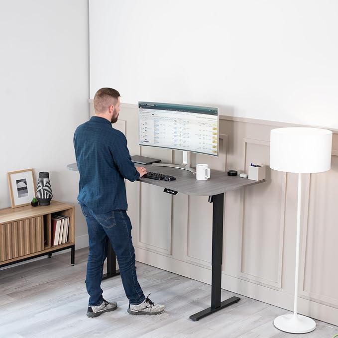 VIVO Electric 63 x 32 in Standing Desk, Memory Height Adjustment, 1B Series, Dark Gray Top Black Frame, DESK-KIT-1B1G
