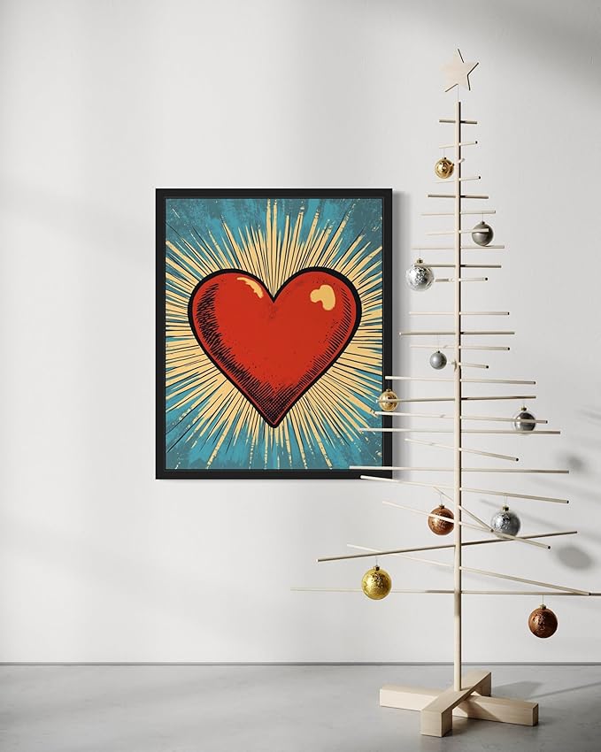 Heart Pop Art Poster Print, Vintage Retro Wall Art Decor Paintings Classic Artwork for Bedroom Living Room Decorations. 43 (Heart, 16 x 20 inches, Unframed)
