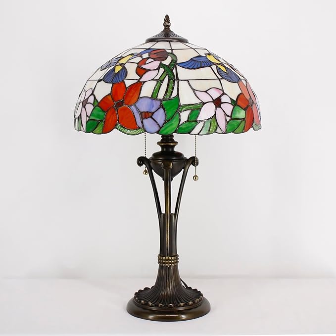 Tiffany Table Lamp Amber Hummingbird Stained Glass Desk Lamp 16X16X24 Inches Reading Light