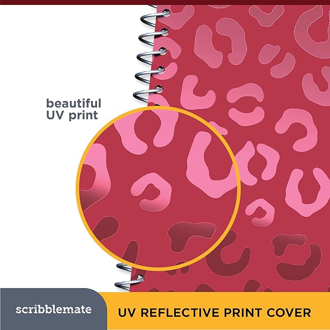 Spiral Notebooks College Ruled 1 Subject Spiral Notebook Pack of 12 Assorted Bold Colors, 8 x 10 1/2 Inch, 70 Sheets, Leopard Pattern Notebooks for Work & School