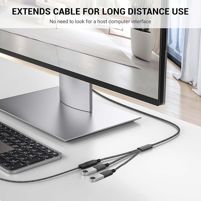 USB Splitter, 3.3FT USB A Male to 3 Female Extension Cable, USB Splitter 1 in 3 Out Support Charging and Data Transfer for Printer/Keyboard/Flash Drive/PlayStation/Laptop/LED Etc(Black)