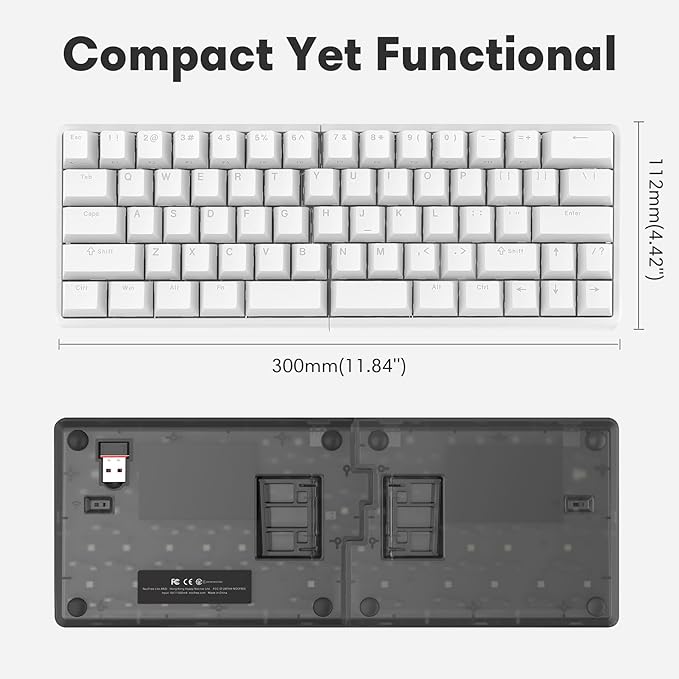 Wireless Ergonomic Split Mechanical Keyboard with Wrist Rest- Tactile, RGB, Foam, Hot-Swappable, Compact 60% Layout, Palm Rest, Programmable for Mac & Windows, PBT Keycaps