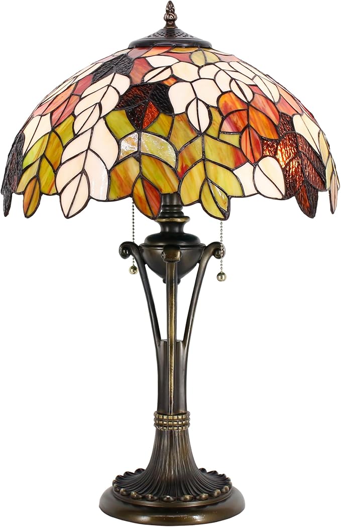 Tiffany Table Lamp Maple Leaf Stained Glass Desk Lamp 16X16X24 Inches Reading Light