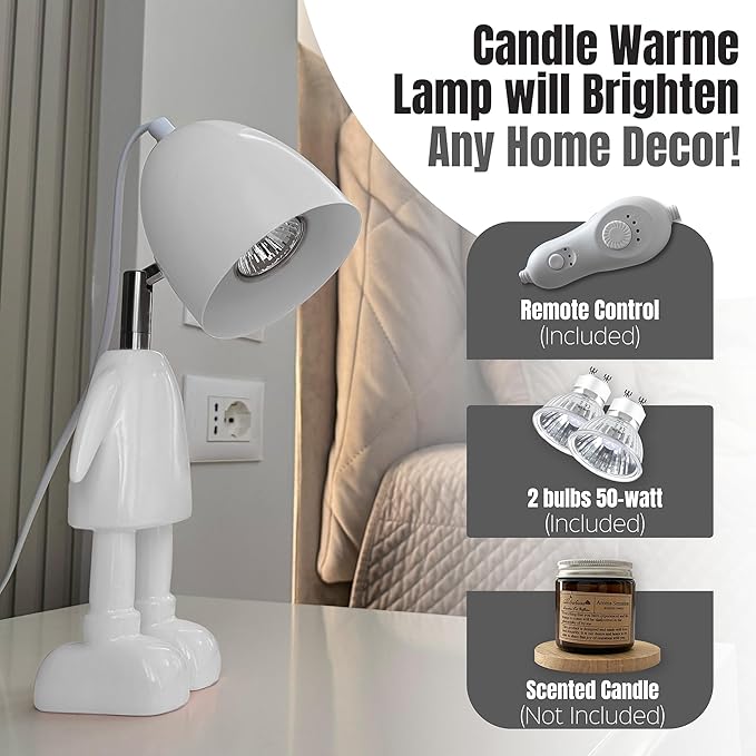 XoooX White Robot Candle Warmer Lamp with Timer - Adult, Kids and Boys Office Desk and Bedroom Decor Lamp; Gaming Room Decor Aesthetic; Fun Man Cave Cool Stuff; Robot Scented Candle Melter Diffuser