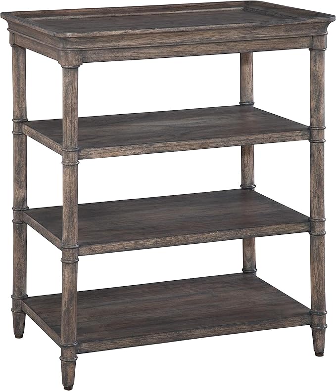 Hekman Three Shelf Small Table Lamp for Living Room Furniture and Bedroom - Select Solids and Veneers, Lincoln Park Finish, and Three Open Shelves Small Side Table - Vintage Home Decor