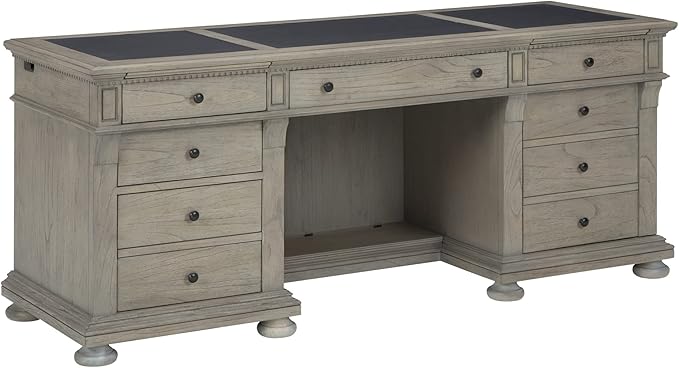 Hekman Wellington Estates Office Executive Credenza Desk - Wooden Office Credenza with Keyboard Drawer, Wire Management, Pull-Out Writing Surface - Home Office Storage Desk for Business & Workspaces