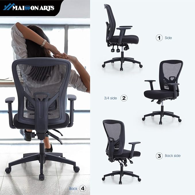MAISON ARTS Ergonomic Mesh Office Chair, High Back Computer Task Chair Desk Chair with Adjustable Armrest and Lumbar Support for Home Office