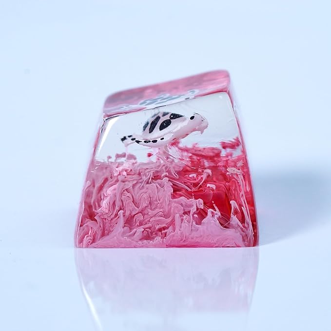 Sea Turtle Artisan Keycap Rose Red Ocean R1 SA Profile Custom Sea Creatures Keycaps 1U ESC Handmade Gaming Resin Key Cap Cherry MX Switch Compatible Mechanical Keyboard Turtle Lover Gift