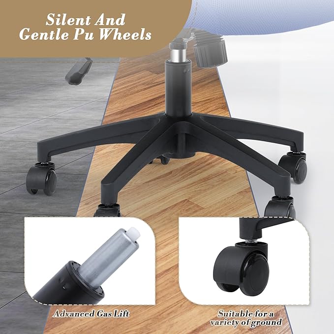 Athena Collection Computer Office Chair Set of 2, Ergonomic Desk Chair with Rolling Wheels, Mesh Back Support and Height Adjustable, Small and Comfy for Home Office, Study, Blue