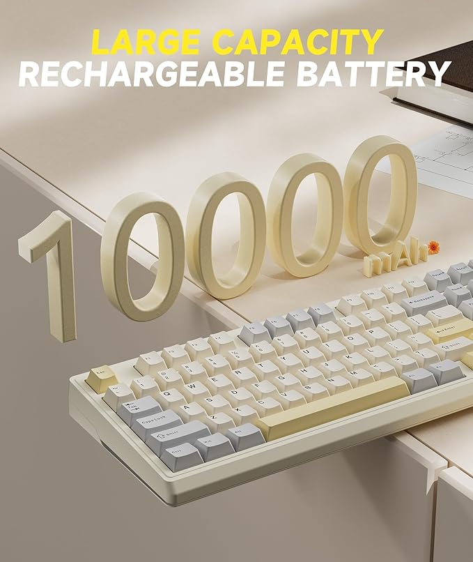 SOLAKAKA KI99 Pro 96% Wireless Mechanical Keyboard, RGB Gaming Keyboard, Hot-Swappable Pre-Lubed Switches, Gasket Structure Creamy Keyboards (Beige-White, Non-Silent Version)