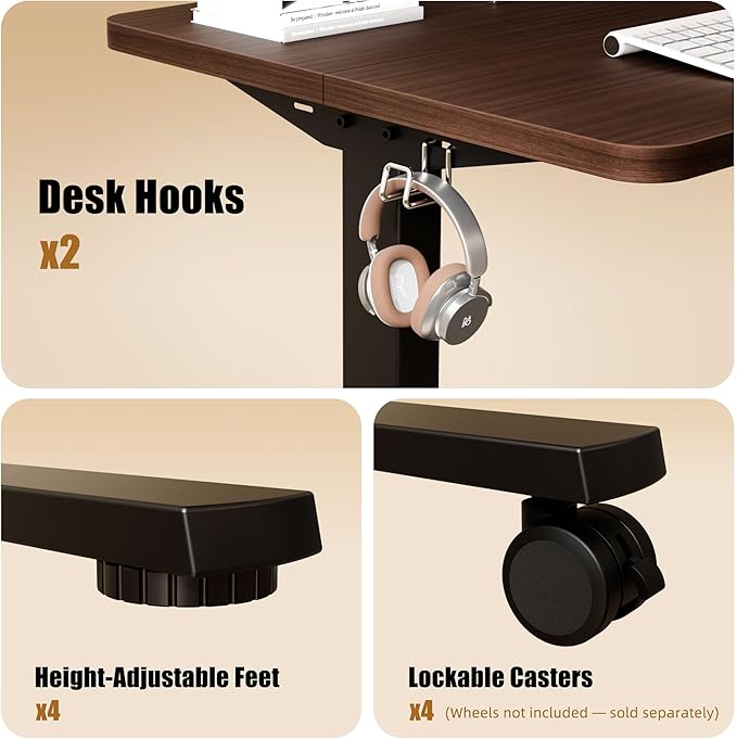 ERGOMAKER Electric Standing Desk, 31.5" x 23.6" Height Adjustable Sit Stand Desk with Splice Board for Home Office, Computer Desk Memory Preset (Black Frame, Walnut Desktop)