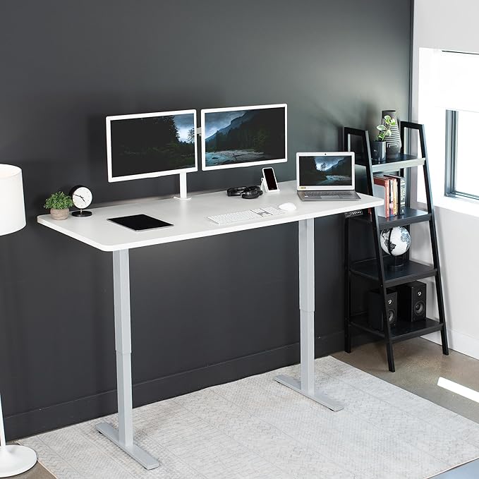 VIVO Electric 71 x 30 in Standing Desk, Memory Height Adjustment, 1B Series, White Top Gray Frame, DESK-KIT-1G7W