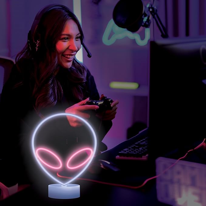 Alien LED Lamp, Versatile Power Options, Festive Design, Colorful Desktop Lighting, Vibrant Alien Lamp, Kids Room Decor, Fun LED Lamp for Bedroom Dorm Gameroom Themed Rooms